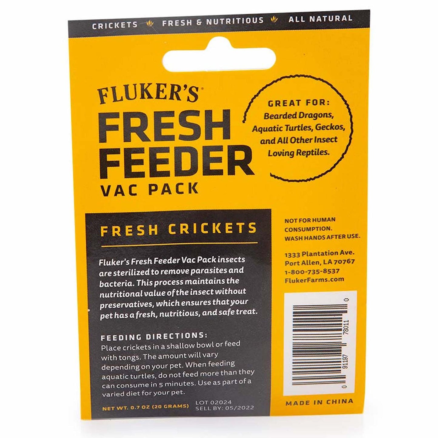 FLUKERS Fresh Feeder Vac Pac Reptile Food - Crickets