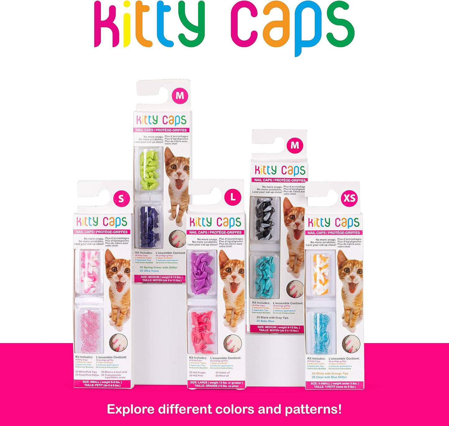KITTY CAPS Cat Nail Caps (L) - Pink/Purple