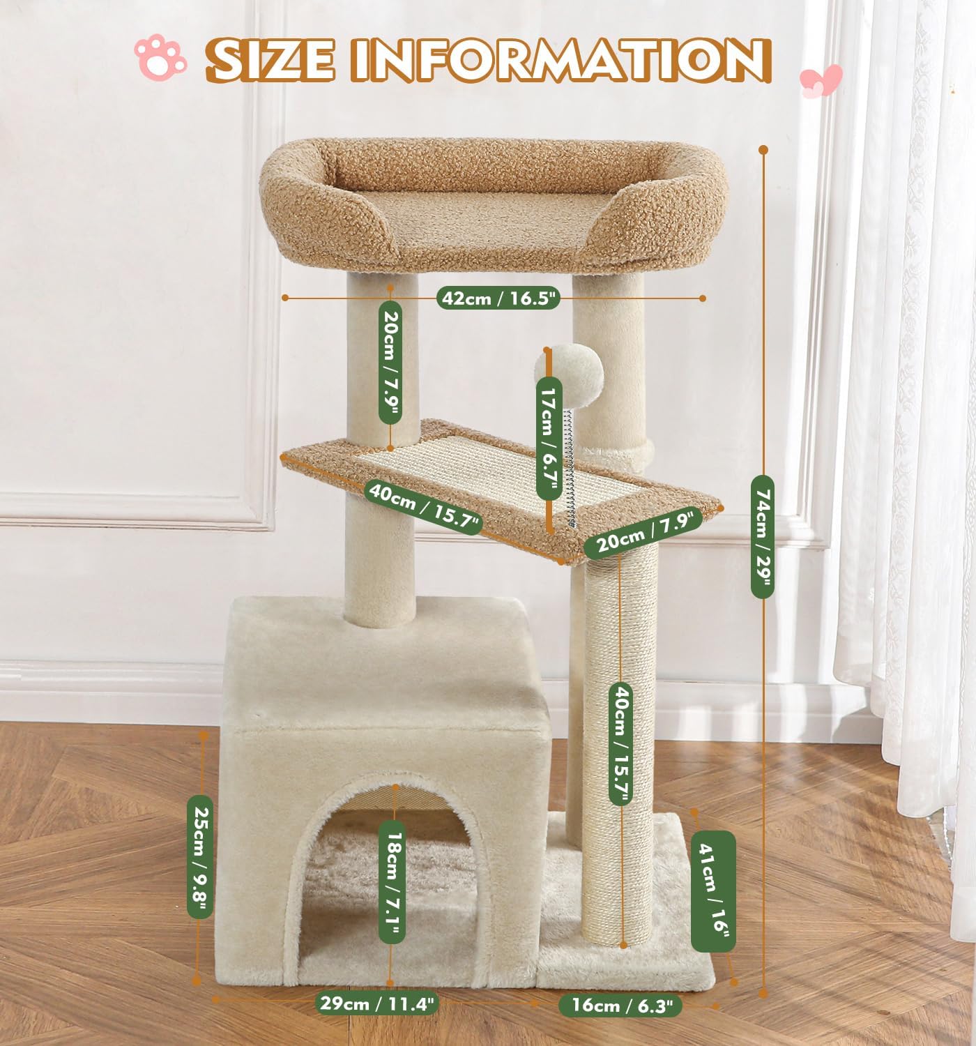 MADE4PETS Cat Tower with Scratching Post