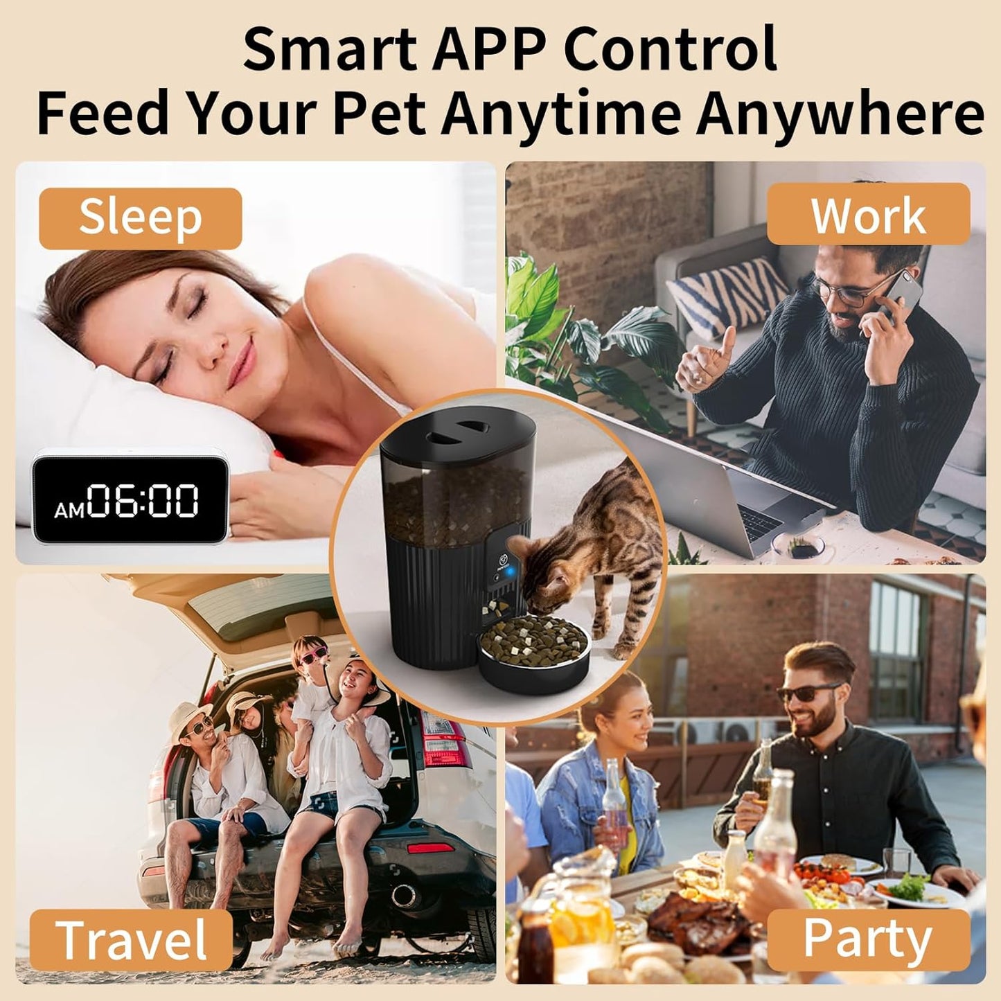 PAPIFEED Automatic Pet Feeder with App Control - 15 cups