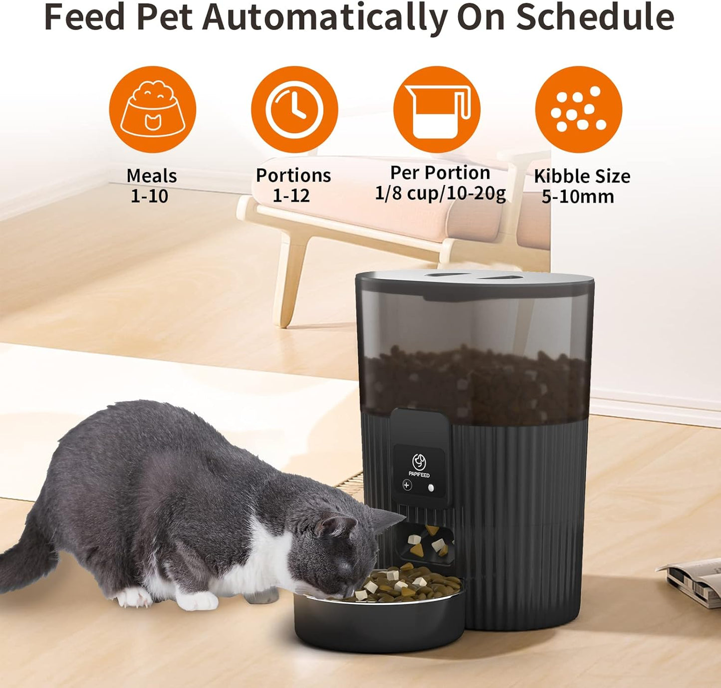 PAPIFEED Automatic Pet Feeder with App Control - 15 cups