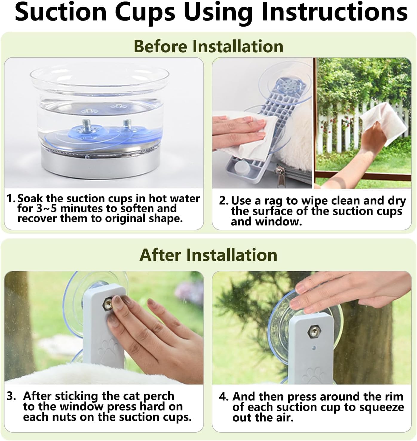 AMOSIJOY Cordless Cat Window Perch w/ Suction Cups