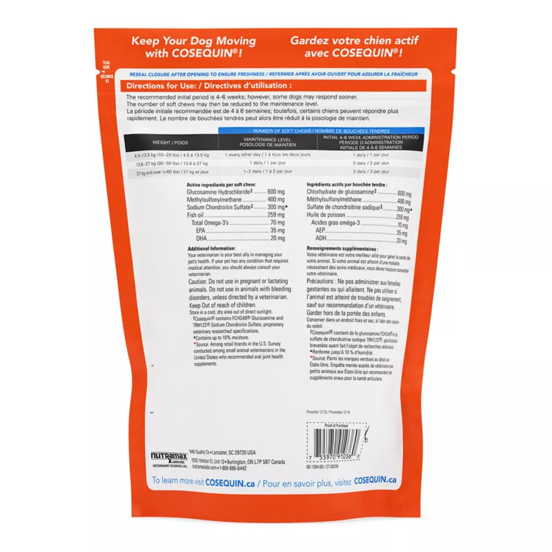 COSEQUIN Maximum Strength Plus & Omega 3 Joint Supplements for Dogs