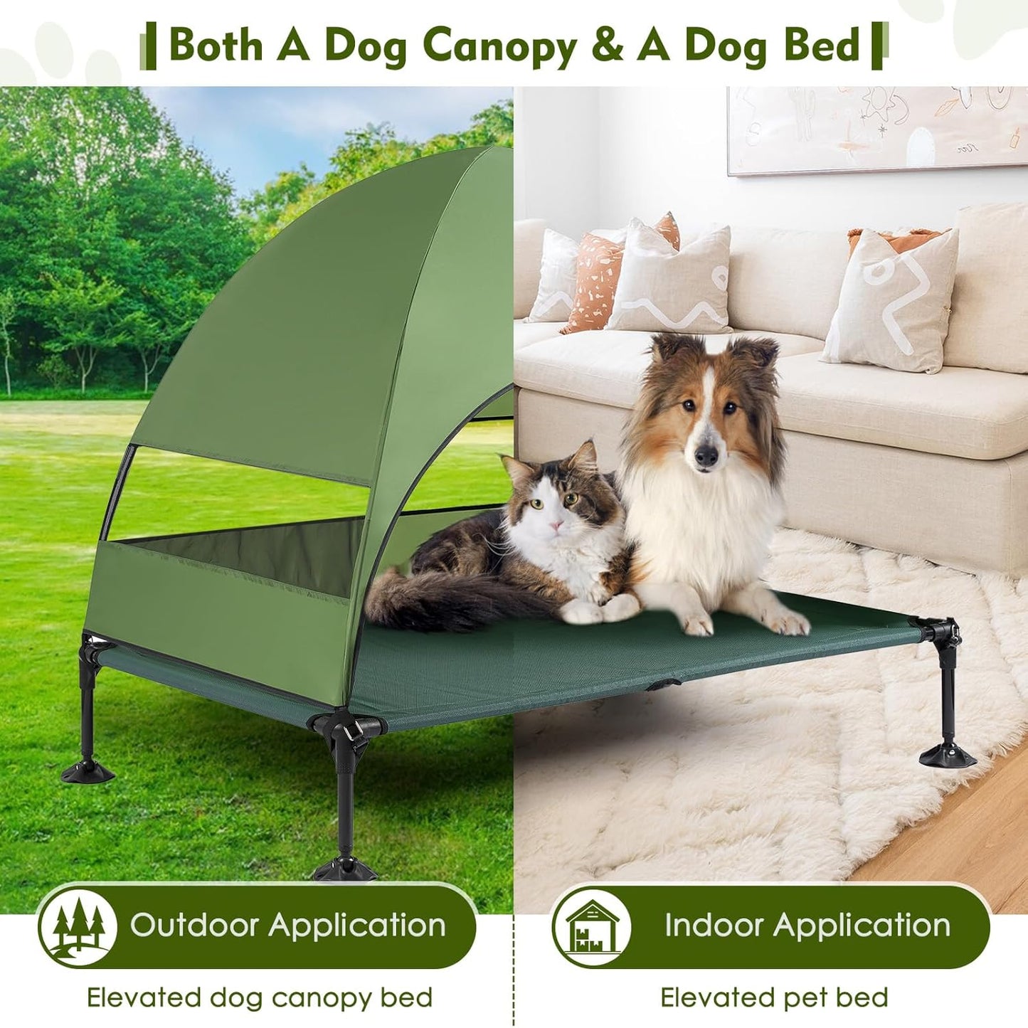 Portable Elevated Pet Bed with Canopy