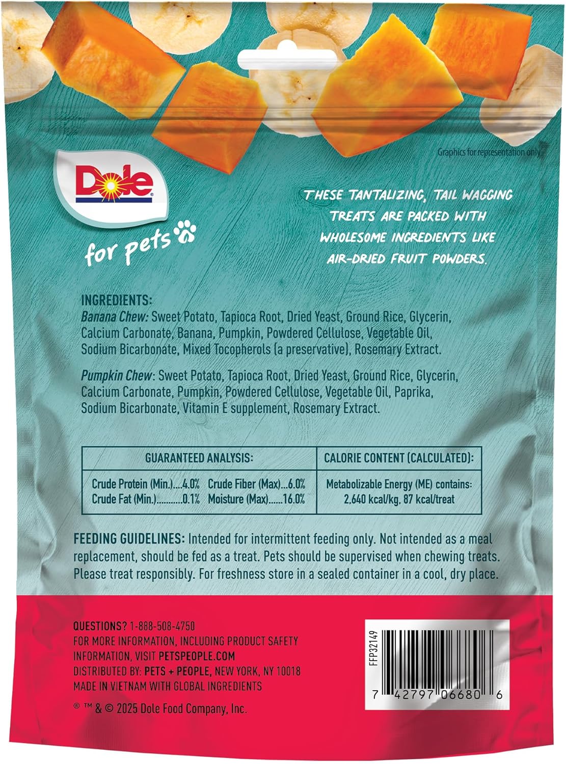 DOLE for Pets Freshly Fetched Lasting Chew - Banana & Pumpkin