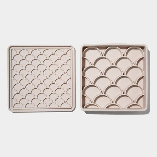 3-in-1 fish scale slow feeder bowl - sand