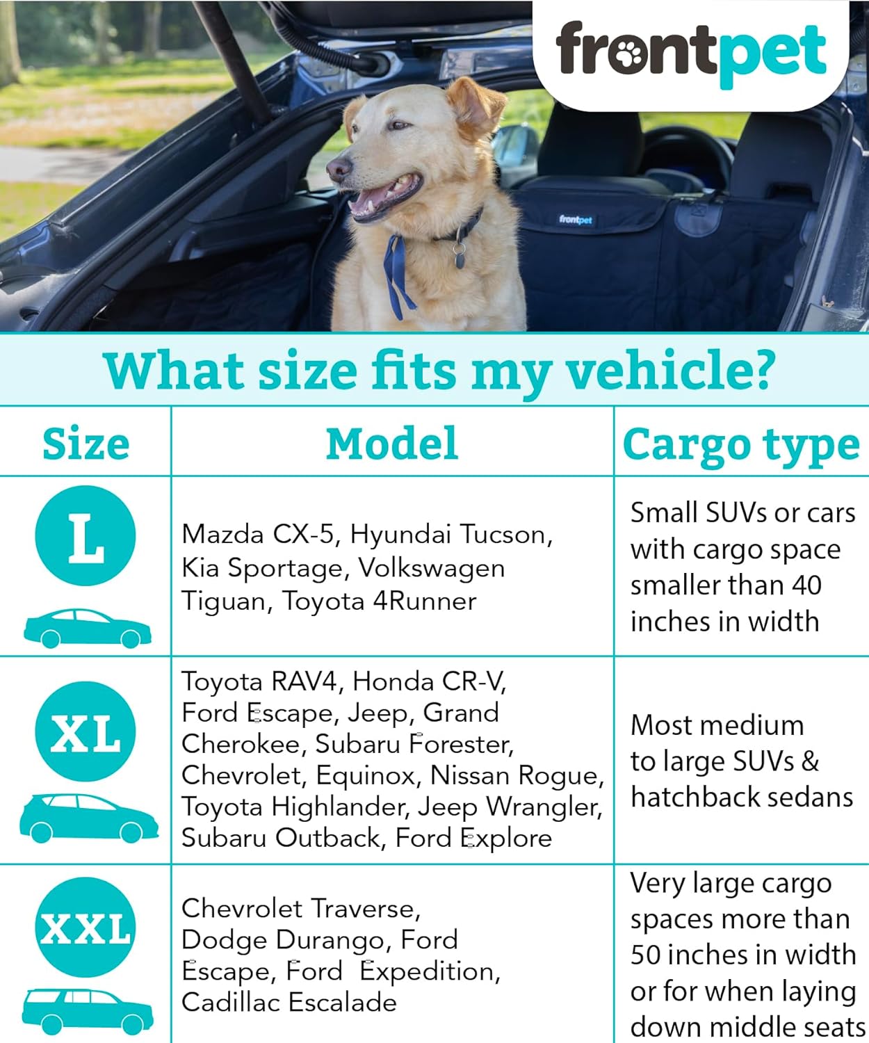 FRONTPET Quilted Dog Cargo Cover for SUV (XL)