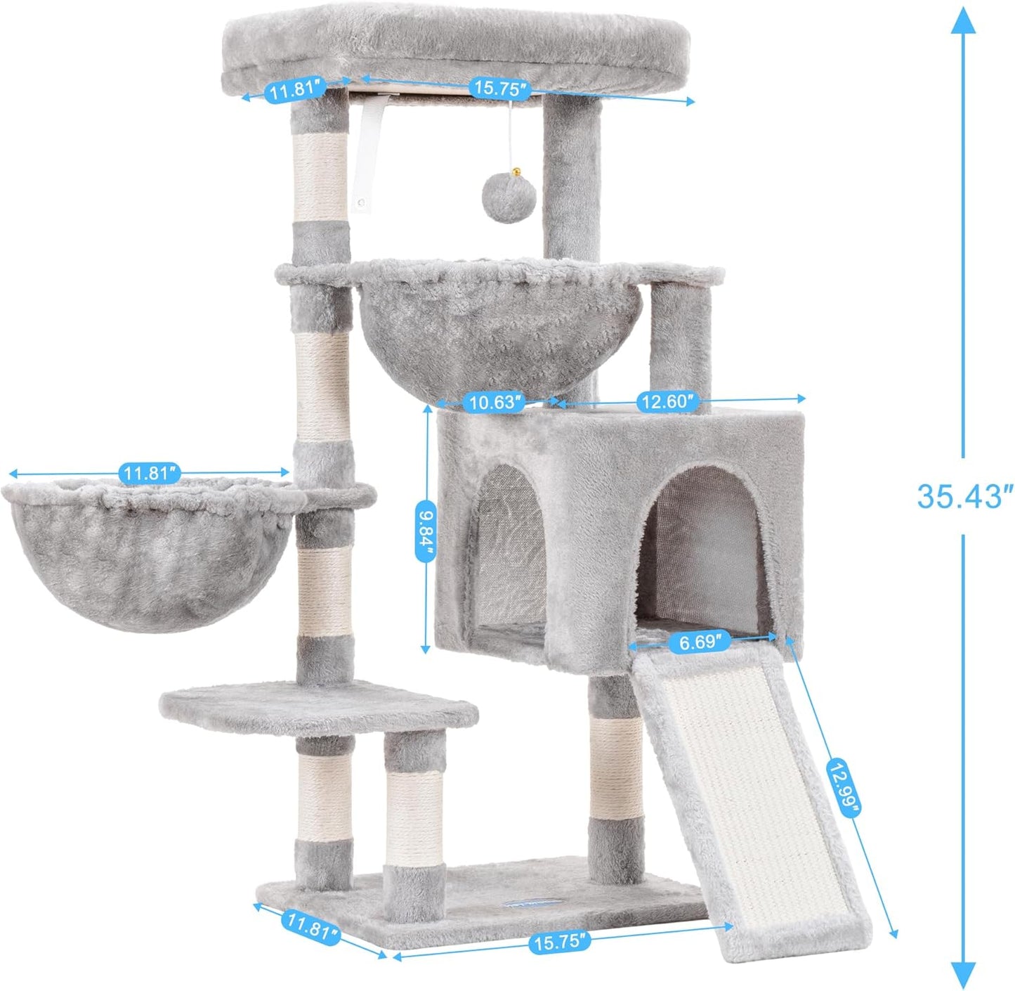 HEY-BROTHER Cat Tree/Tower (Light Grey)