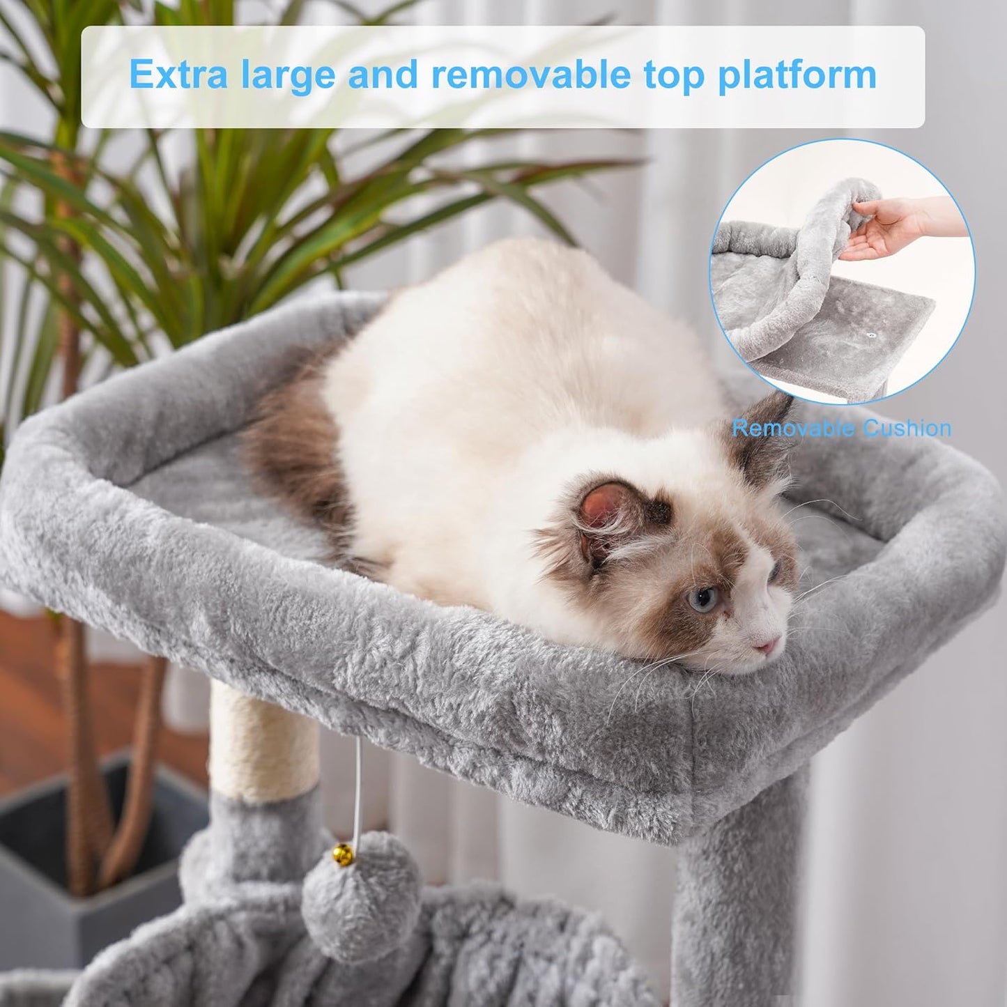 HEY-BROTHER Cat Tree/Tower (Light Grey)
