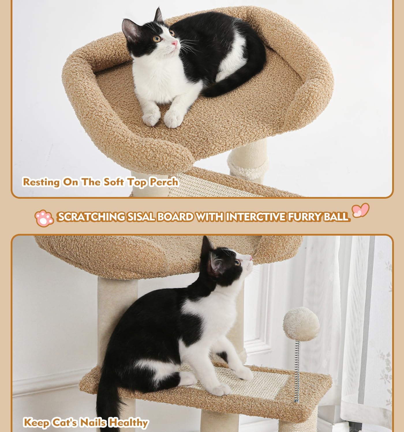 MADE4PETS Cat Tower with Scratching Post