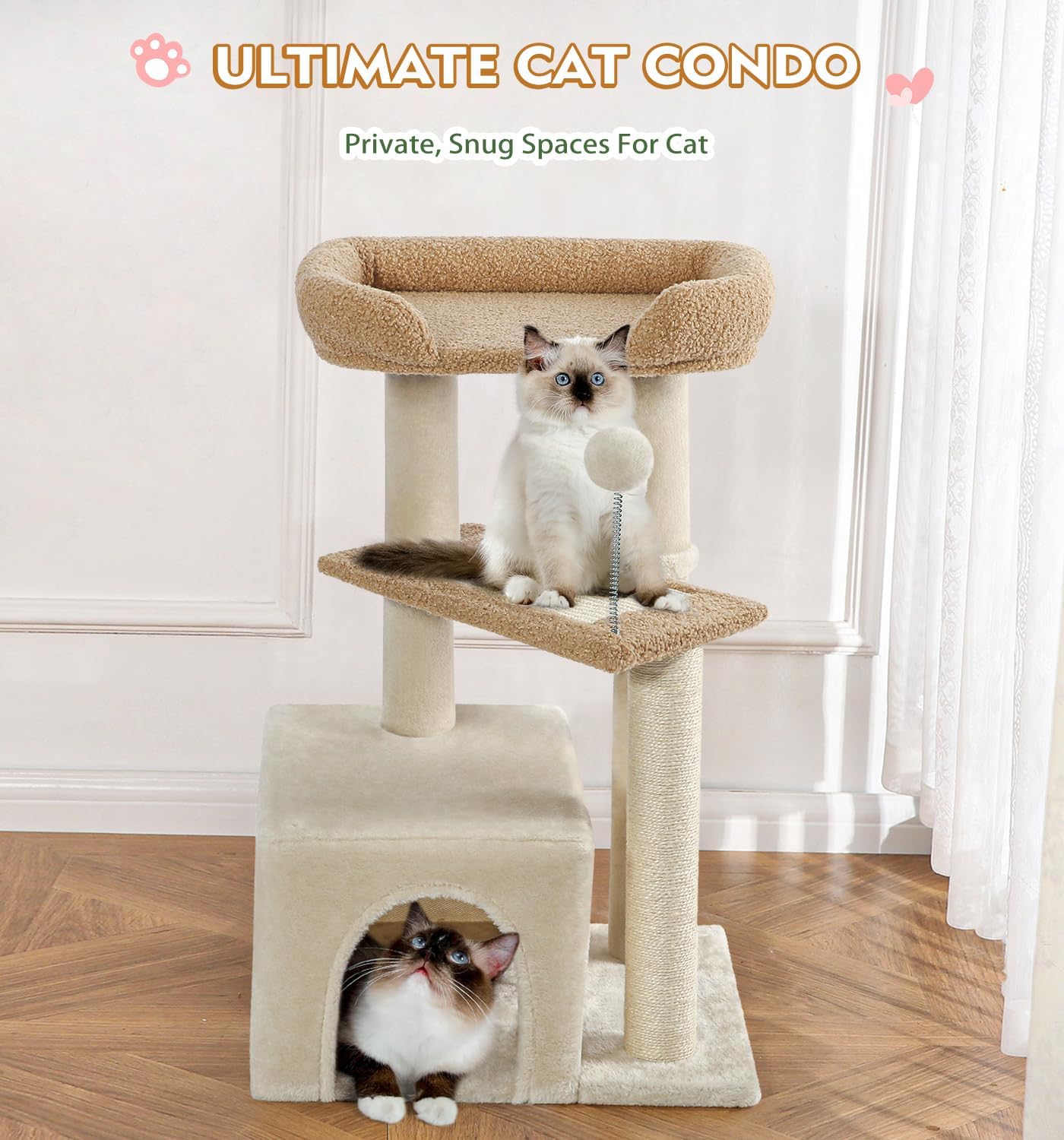 MADE4PETS Cat Tower with Scratching Post