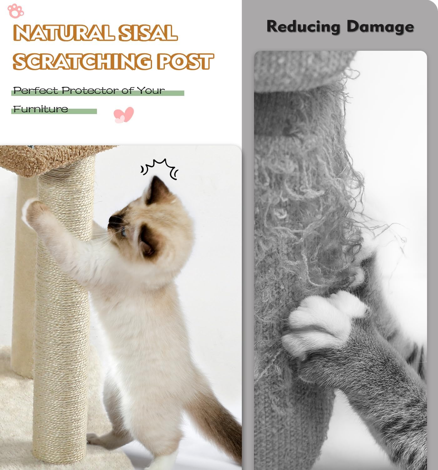 MADE4PETS Cat Tower with Scratching Post
