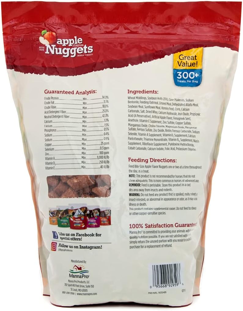 MANNAPRO Apple Bite-Size Nuggets Horse Treats - 4lb