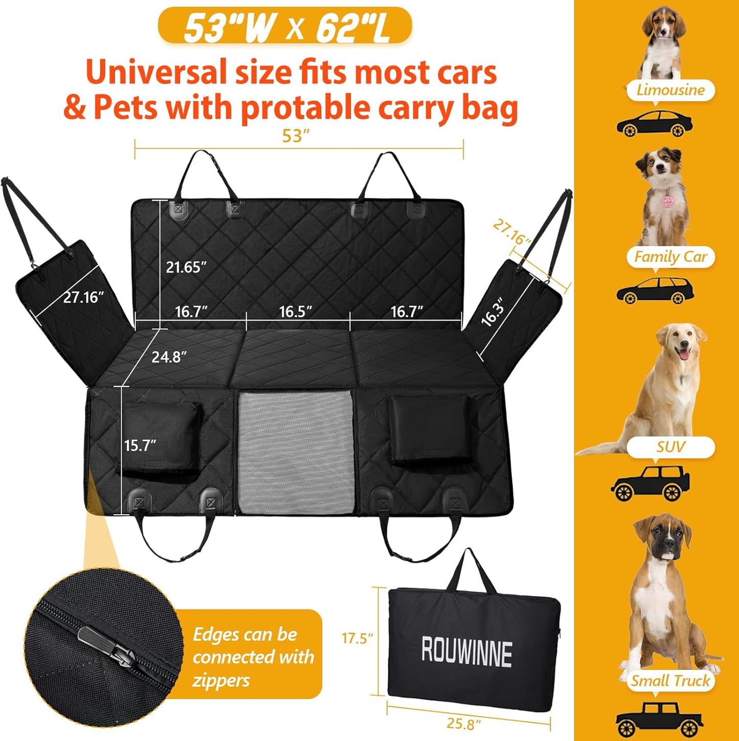 ROUWINNE Back Seat Extender for Dogs