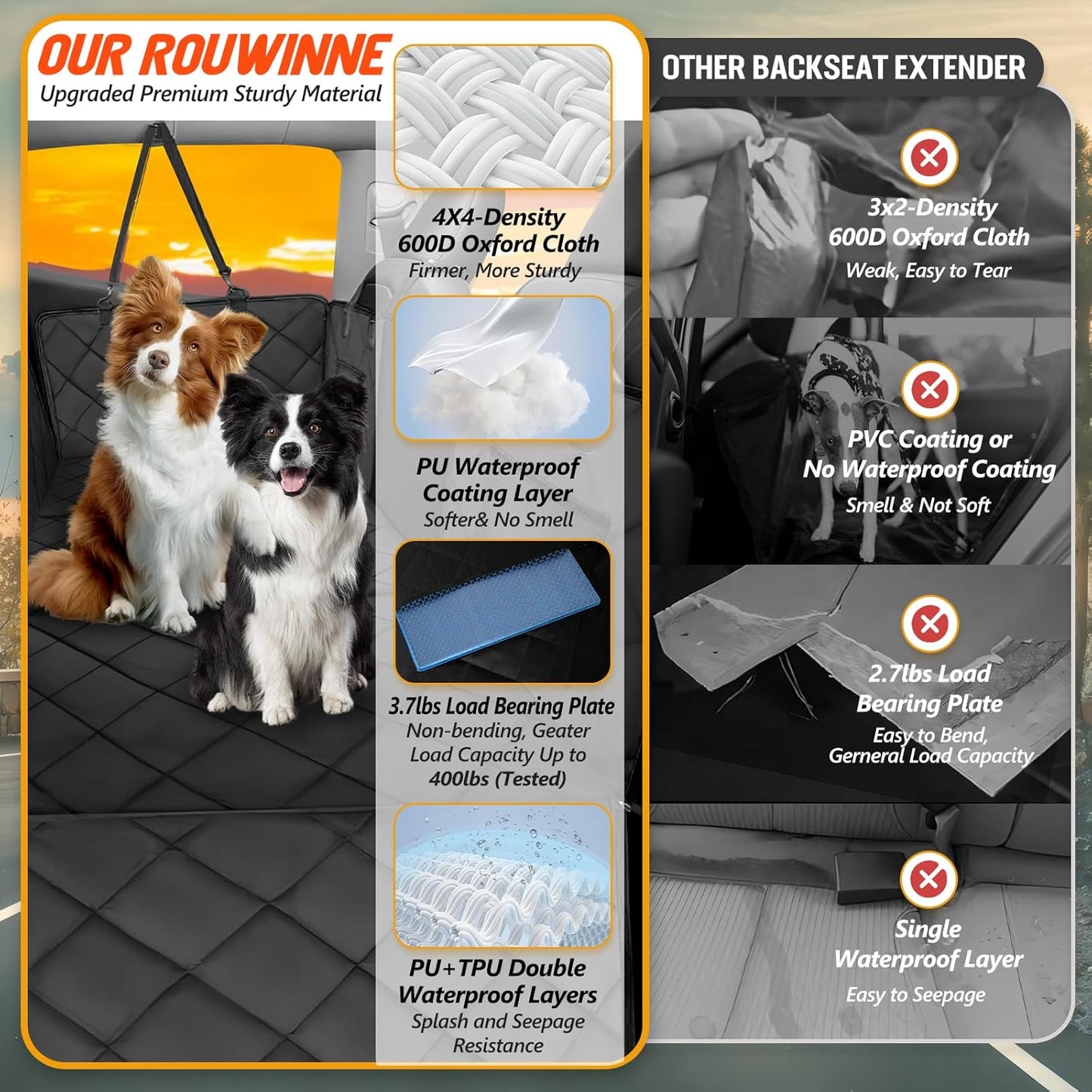 ROUWINNE Back Seat Extender for Dogs